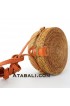 Mini ata round bag plain pattern with leather clip 